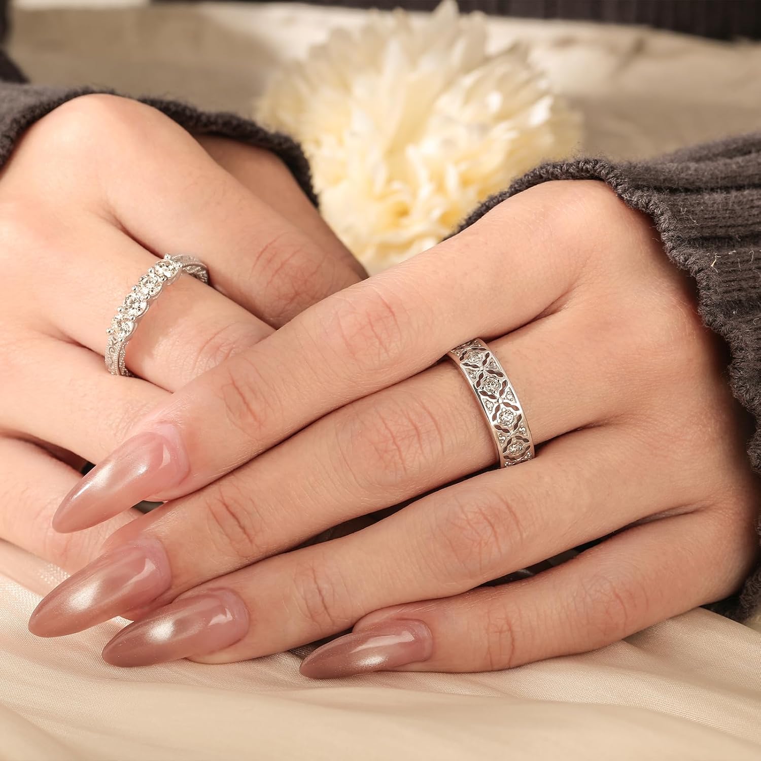 BEAMS BOY（ビームス ボーイ）Wフィンガー シルバー925 リング（アクセサリー リング）通販｜BEAMS [ビームスボーイ] [Jeulia] ダイヤモンド ケルトノット ヴィンテージ リング 女性用 925 スターリングシルバー 0.4カラット モアッサナ