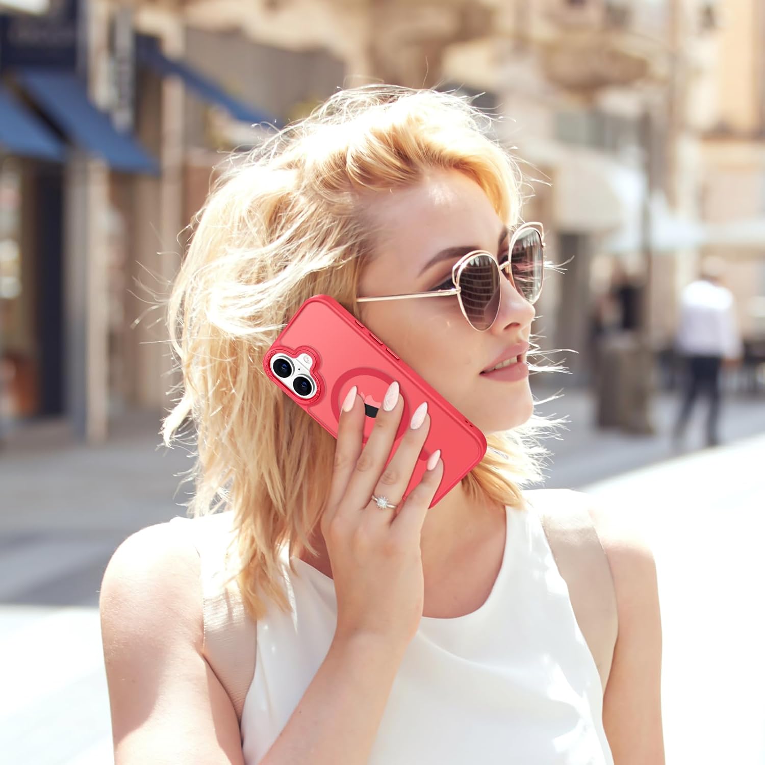 Hython Case for iPhone 16 Case Magnetic Translucent Matte Phone Cases 6.1" [Compatible with MagSafe] Thin Slim Fit Shockproof Bumper Hard Protective Cover for Women Men Girls, Frosted Red - Image 6