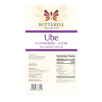 Butterfly Ube Purple Yam Flavoring, Clear Color, 34 Fl Oz (1L) Ube Extract for Baking, Drinks, Desserts, Coffee, Ice Cream, Restaurant Size