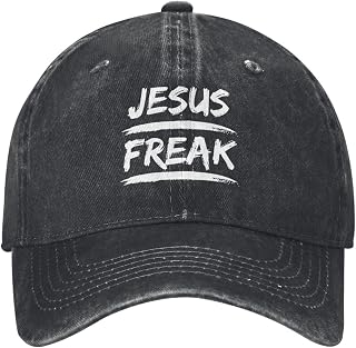 Jesus Label Me A Freak Vintage Adjustable Baseball Cap Funny Washed Denim Trucker Hat Retro Dad Hat Men Women Hat Black