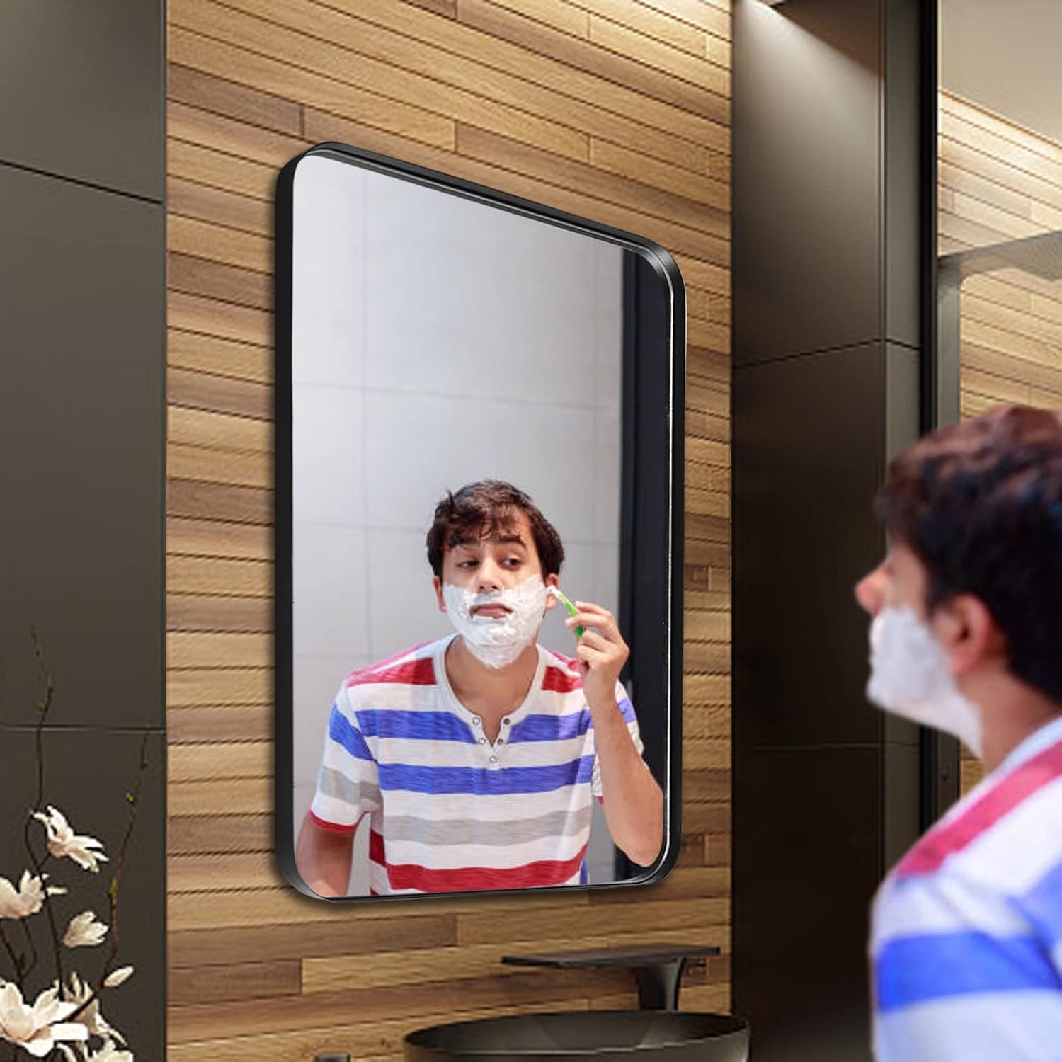 ZENMAG Bathroom Mirror,36"×24" Rectangle Metal Framed Wall Mirror,Large Wall-Mounted Mirror,for Bedroom,Living Room,Entryway Decor,Black : Home & Kitchen