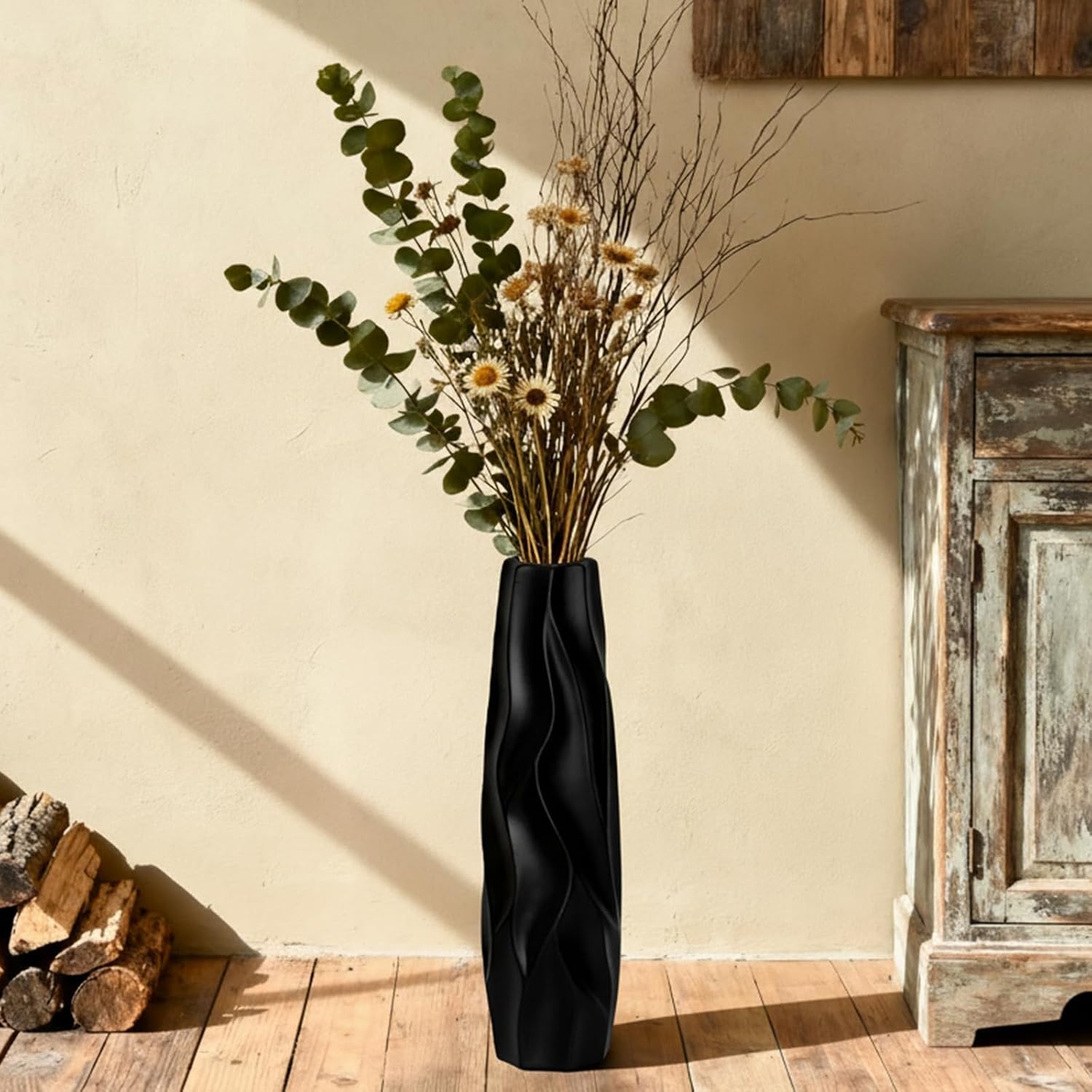 Amazon.com: Extra Large Black Floor Vase – 15.7" Modern Decorative ...