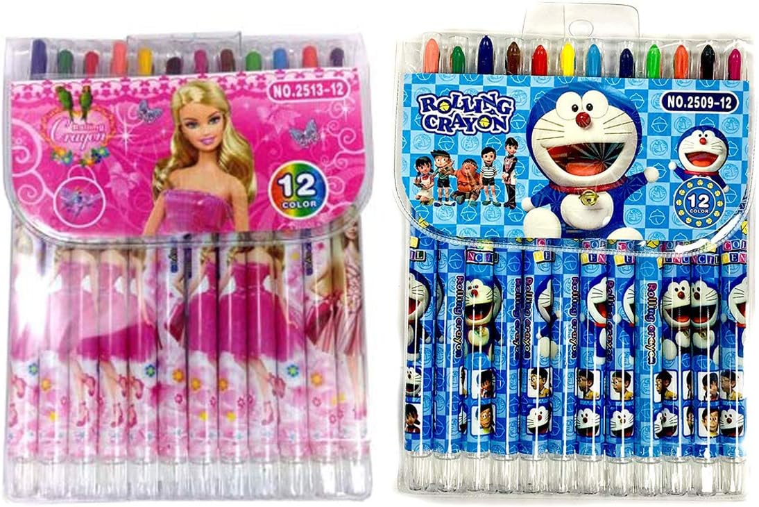 Rudraksh Gifts for Kids Rolling Crayons Colouring Pens for Painting, Drawing, Sketching for Children School Supplies Gifts for Girls/Boys - Pack of 2