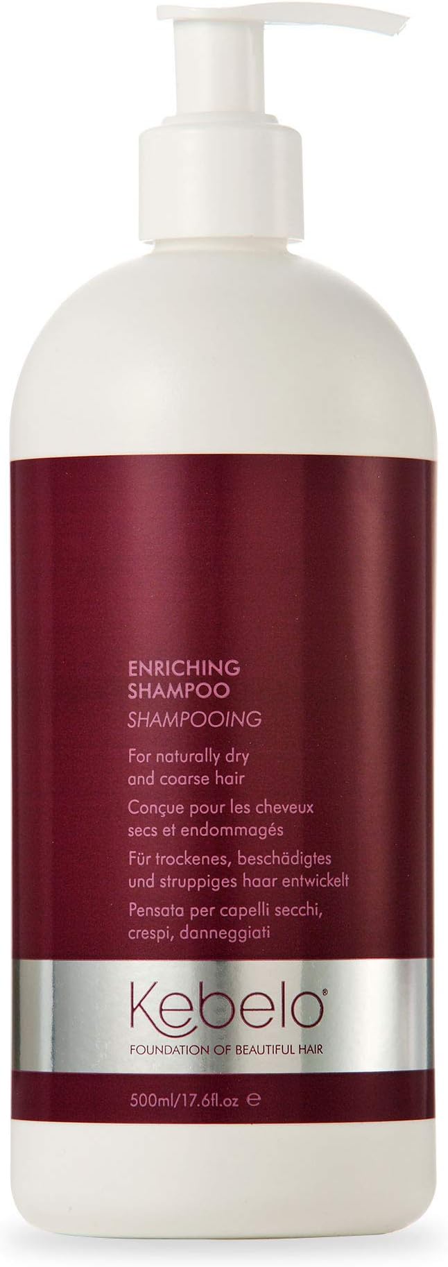 Kebelo Enriching Shampoo for Dry or Damaged Hair, SLS- and Paraben-Free Moisture for Hair, 500 ml