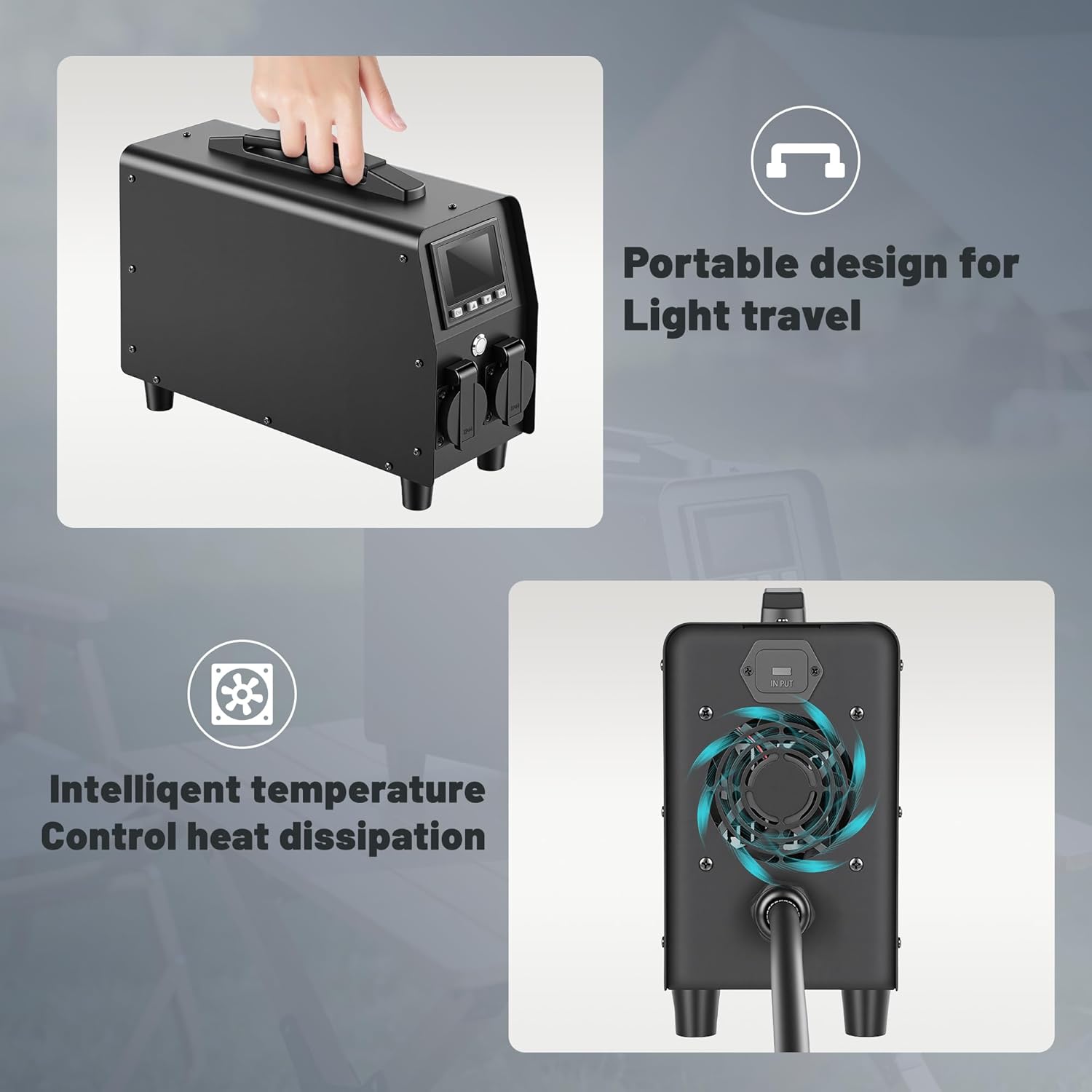 3KW V2L Discharger for Tesla, Advanced EV Power Gun with 30A 110V-120V Output & Detailed Screen, Outdoor Emergency Power Supply (NEMA 5-15)