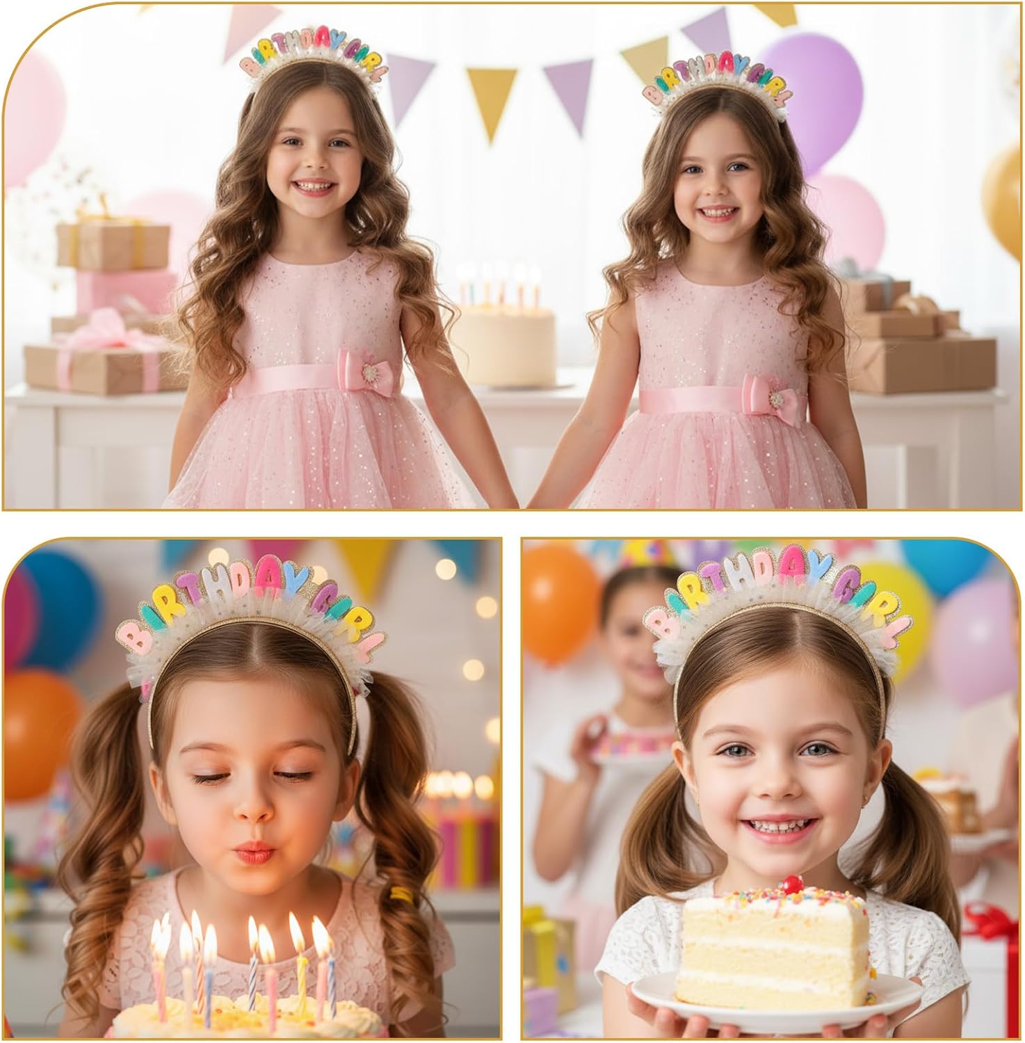 Birthday Girl Headband, Princess Birthdays Crown for Women Girls, Pink Happy Birthday Headband Tiara Hair Accessories - Image 4