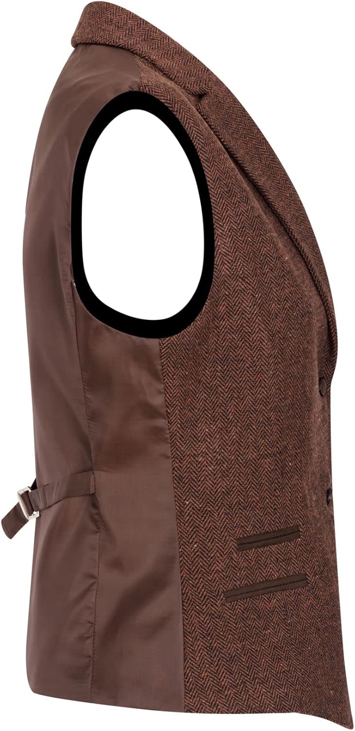 Ladies Tweed Suit Blazer Trousers Waistcoat Herringbone Wool Vintage Rust Brown