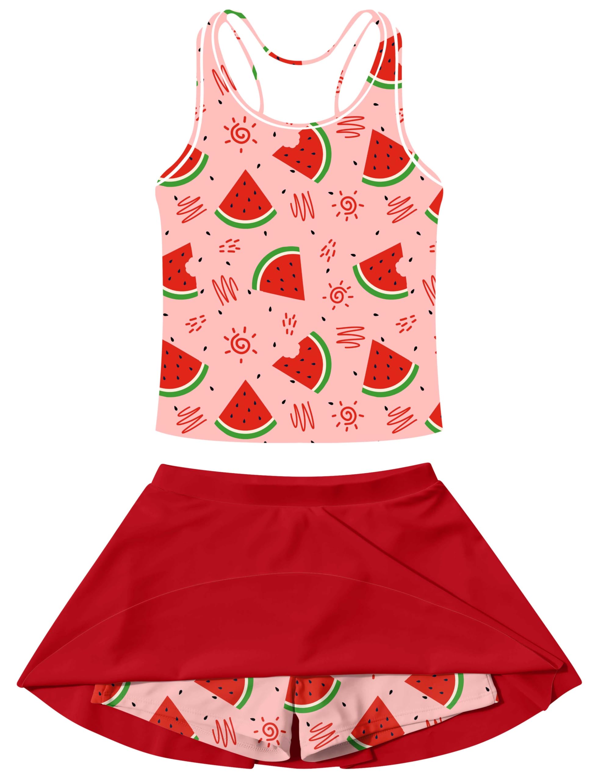 Vogseek 4-9T Girls 2-Piece Bathing Suit Sleeveless Swimsuit Tankini Sets with Shorts Skirt Swimwear