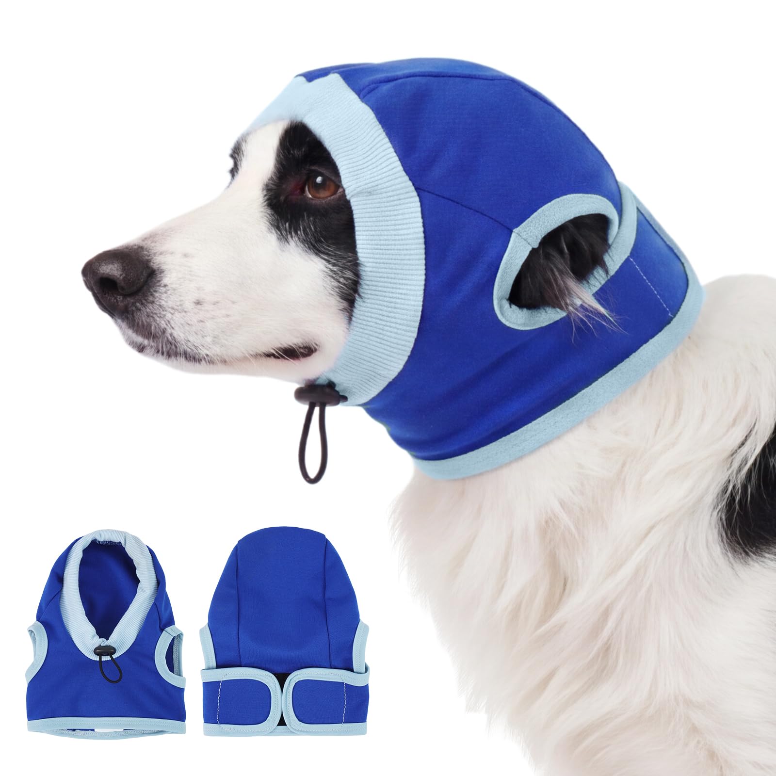 Katzinst Ear Hood Dog Tube Scarf, Noise Reduction Anxiety Relief for Surgery Care Ear Edge Necrosis, Comfortable Stretch Blue XL
