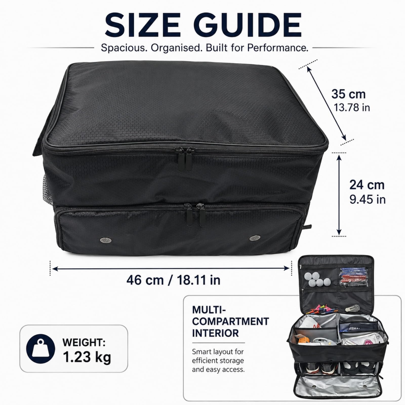 Hixingo Borsa Porta Scarpe da Golf Impermeabile e Traspirante, Sacca Porta Scarpe Sportive per Uomo e Donna, Custodia da Viaggio per Calzature da Golf (Grigio scuro,46x24x36cm)