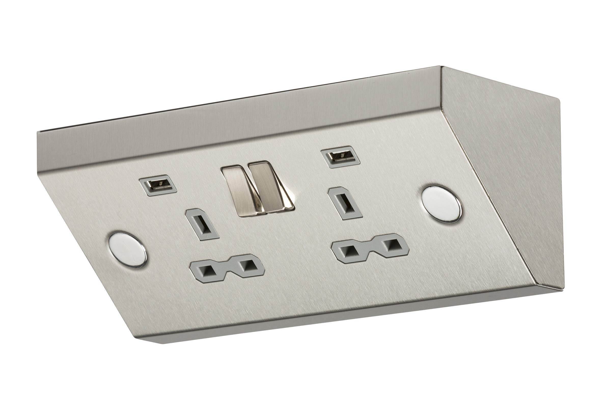 Knightsbridge Steckdose Mit 2 USB-Anschlüssen – 13 A, 1-fach, Metallgehäuse, Duales Laden