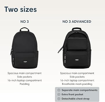 LARKSON School Backpack Girls & Boys Black - No 3 Advanced - Large Rucksack for School & University - Laptop Compartment 16 inch - Water-Repellant