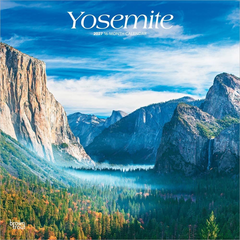 Yosemite | 2027 12 x 24 Inch (Hanging) Monthly Square Wall Calendar | Plastic-Free | BrownTrout | USA United States of America National Park West Scenic Nature