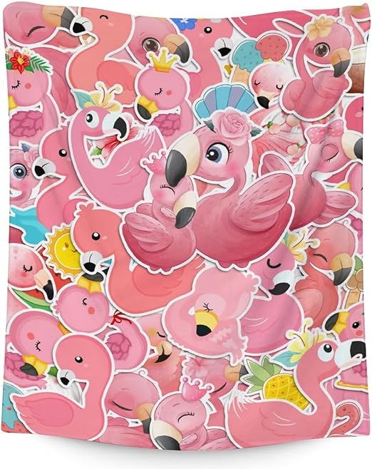 Flamingo Blanket Gifts - 30x40 Inches Cute Throw for Women & Girls - Pink Soft Fuzzy Blankets for Couch & Office