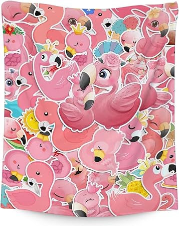 Flamingo Blanket Gifts - 30x40 Inches Cute Throw for Women & Girls - Pink Soft Fuzzy Blankets for Couch & Office
