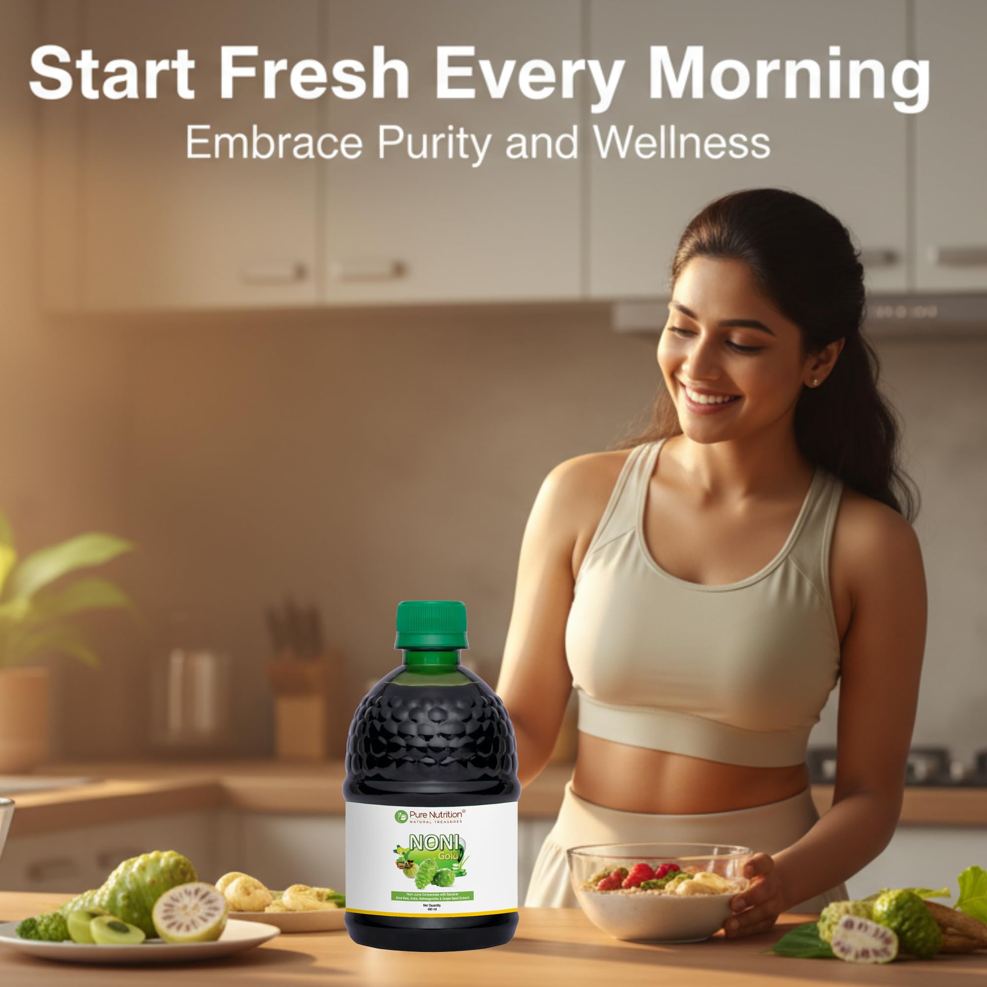 Pure Nutrition Noni Gold Detox Juice 400ml | With Garcinia, Aloe Vera, Amla, Ashwagandha & Grape Seed Extract | Supports Diabetes Care, Weight Management, Digestion & Skin Health 3