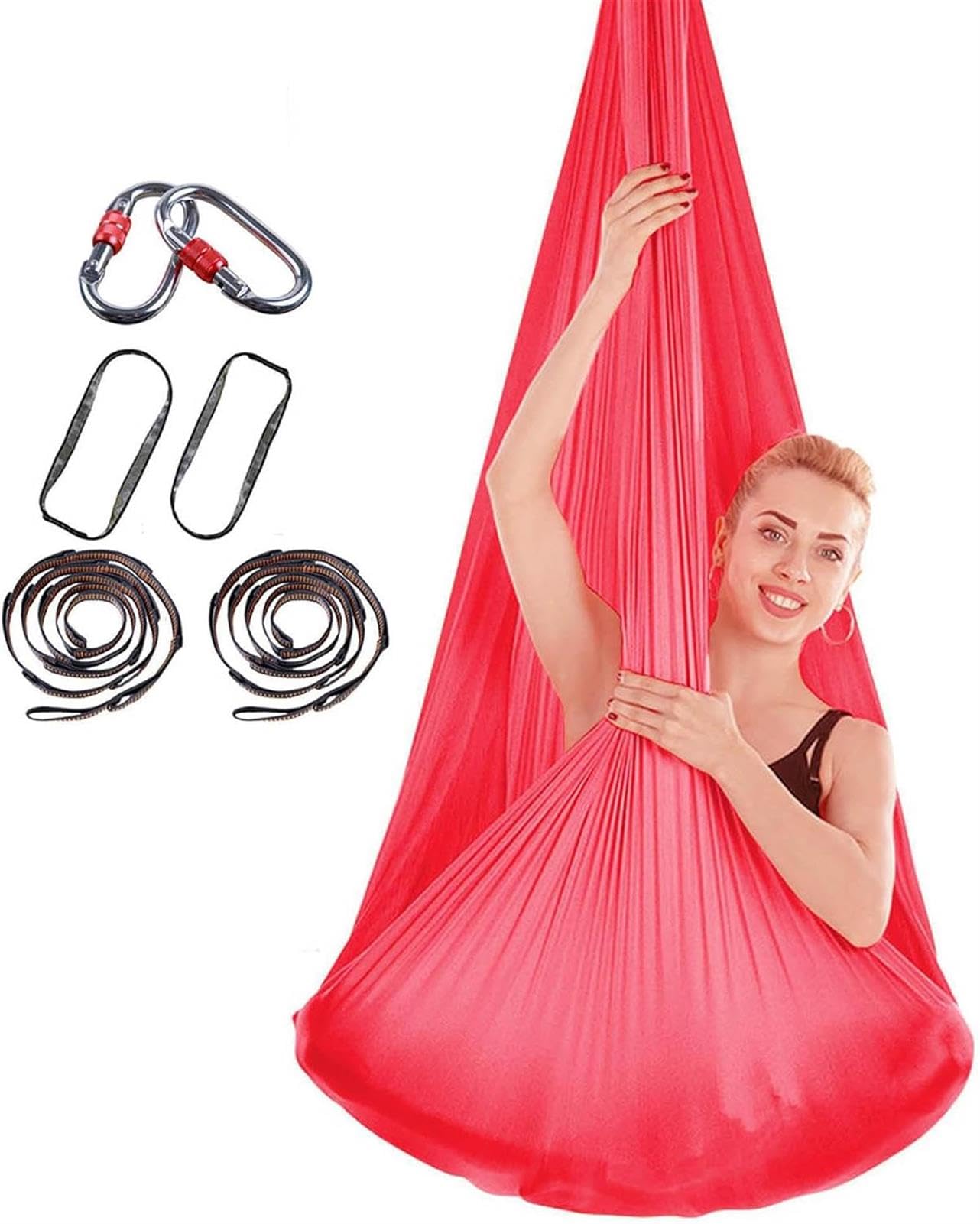 L'amaca Yoga Aerea per Adulti, la capacità di Peso 1000kg, Il Materiale del Nylon, l'amaca estesa, Include moschettoni Completi, Adatti per la Pratica della Palestra Domestica e Il rilassamento