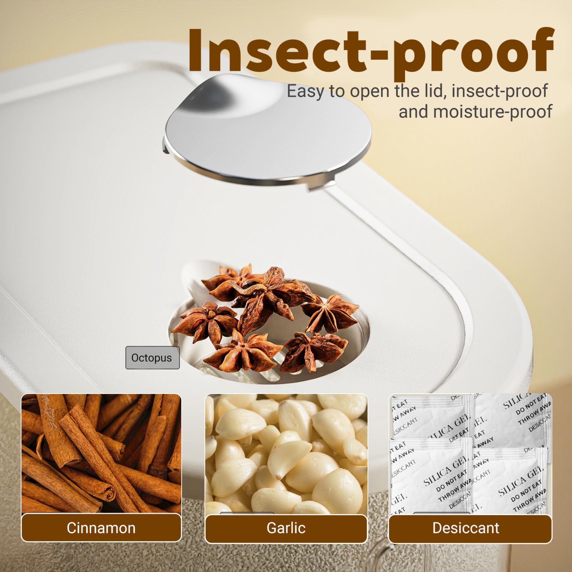 Reisspender, 5 kg, abnehmbarer, durchsichtiger PP-Kunststoff, Behälter mit Messbecher für Müsli, Haferflocken, Kaffeebohnen, Küchen-Organizer, Reisspender, 5 kg, durchsichtiger Behälter, abnehmbarer