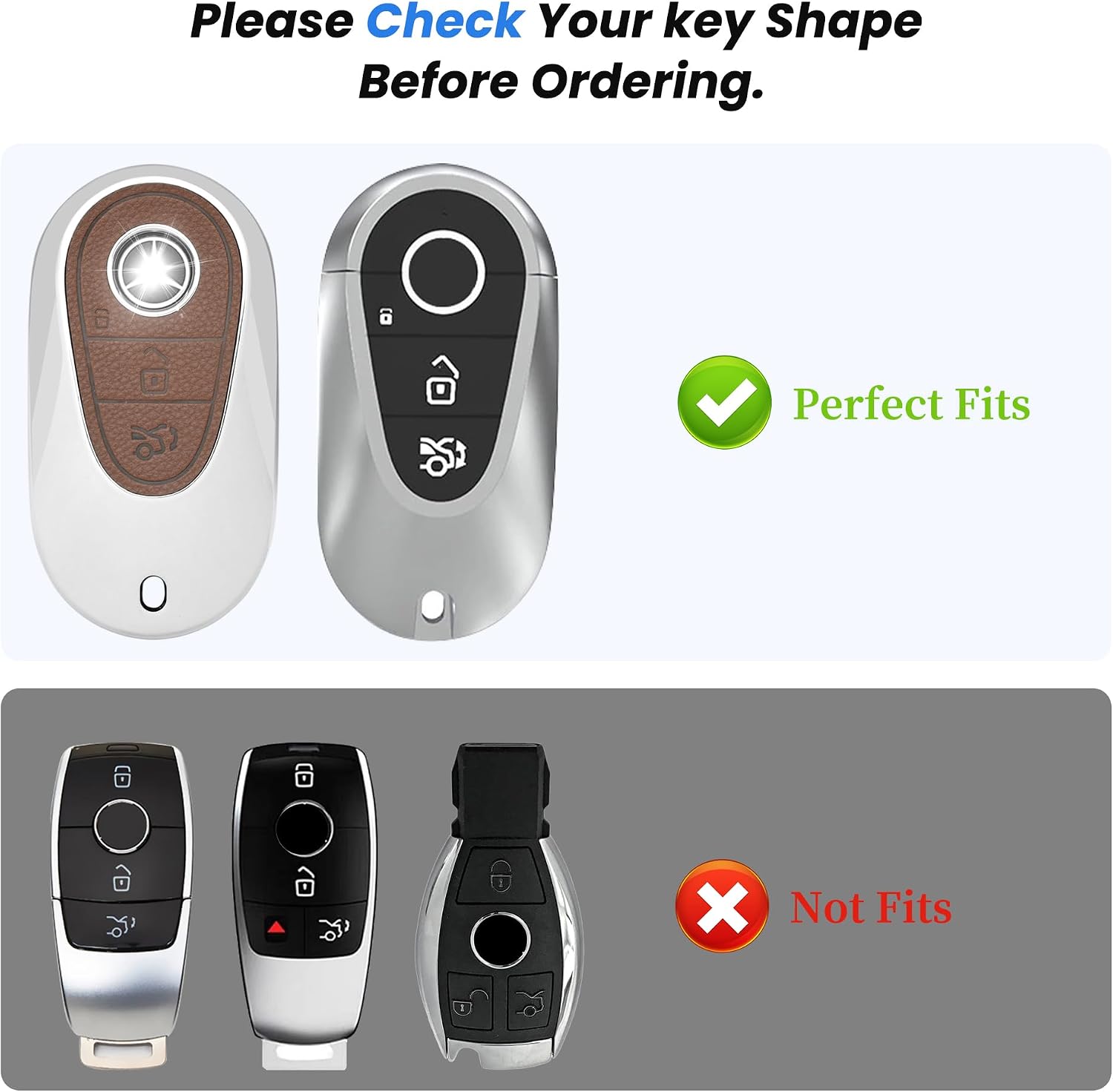 GripKeyShell™ for Mercedes Benz Key Fob Cover with Keychain, Soft TPU Car Key Holder Compatible with 2021-2025 E/C/S-Class EQE/EQS/GLC/Maybach 300/350/400/450/500/560/600/680/63/53 Accessories