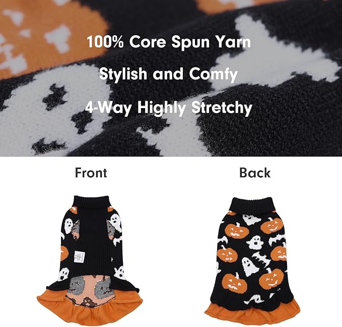 Suéter y Vestido para Perro Halloween CuteBone, Disfraz de Calabaza Talla XXL miniatura 2