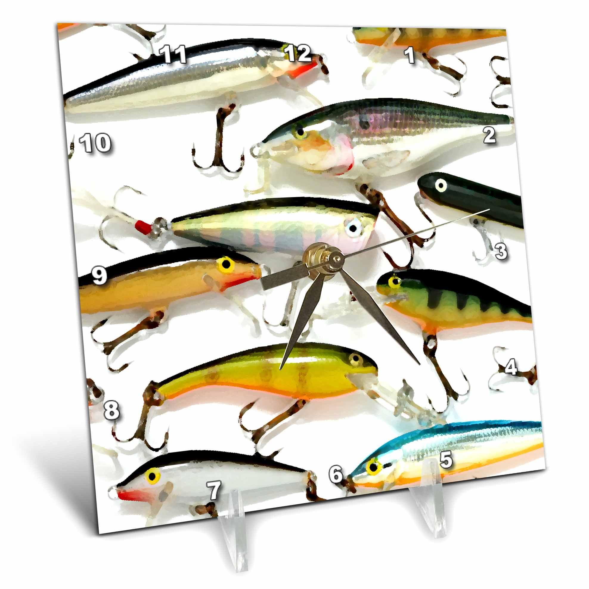 3dRose Fly Fishing Lures - Desk Clock, 6 by 6-Inch (dc_3980_1)