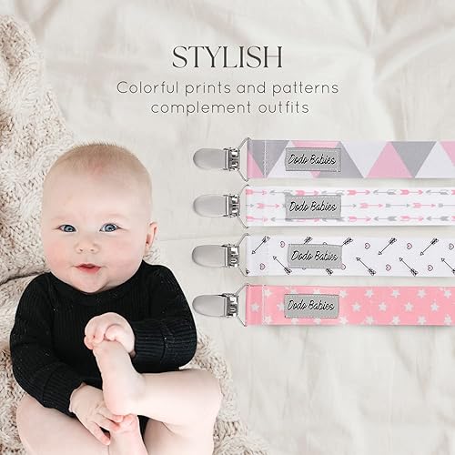 Miniatura 5 de Dodo Babies Juego de clip y funda para chupete, soporte universal y soporte para chupete, clip seguro para baberos y asiento de automóvil, correas