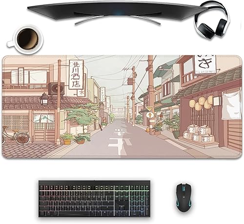 Alfombrilla de mouse de escritorio japonesa de anime Tokyo Street grande, alfombrilla de escritorio de dibujos animados, alfombrilla de mouse para