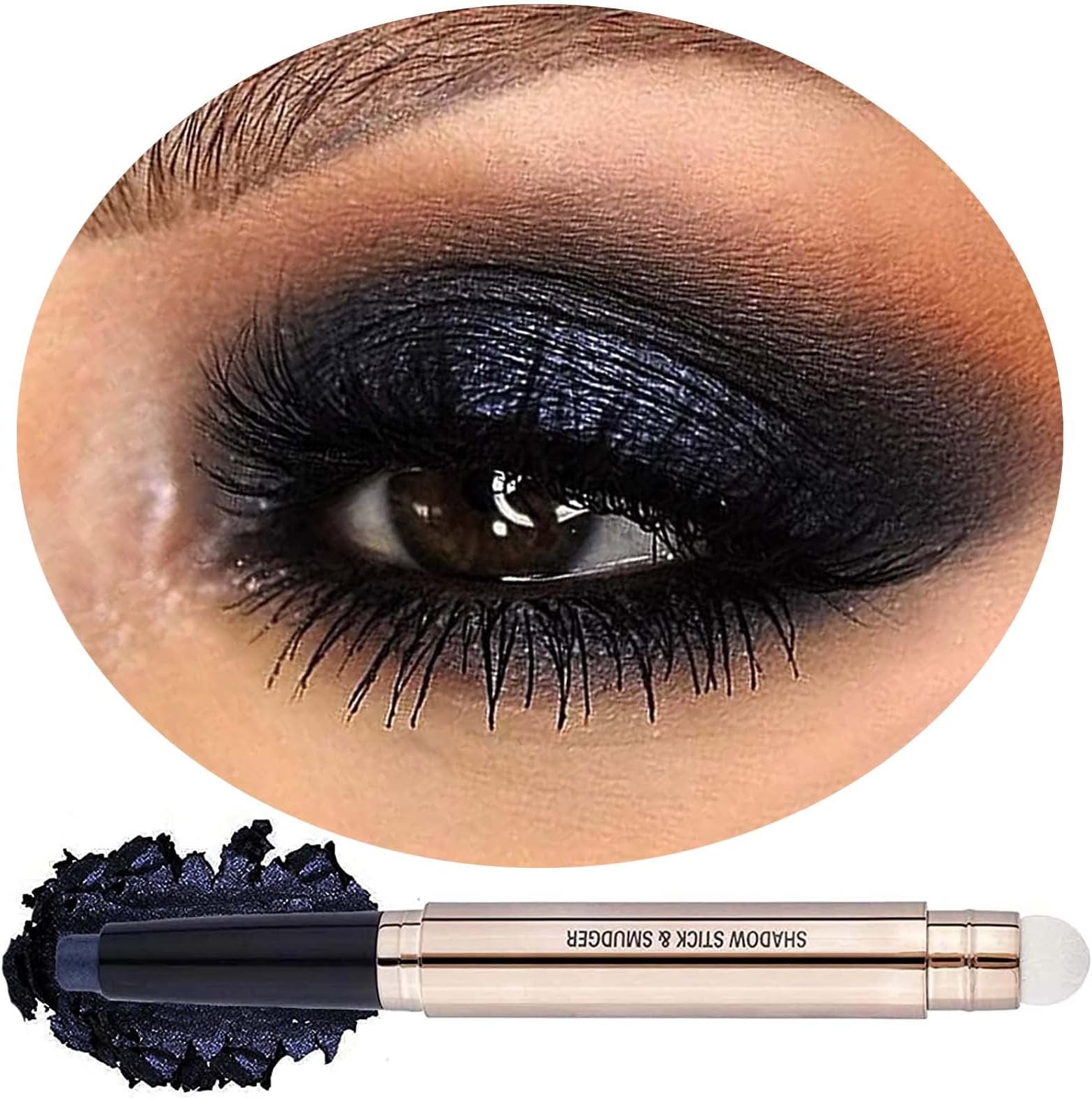 18 color eyeshadows stick shimmer,Highlighter waterproof eyeshadow pen,Colour pop eye makeup (Deep space black #12)