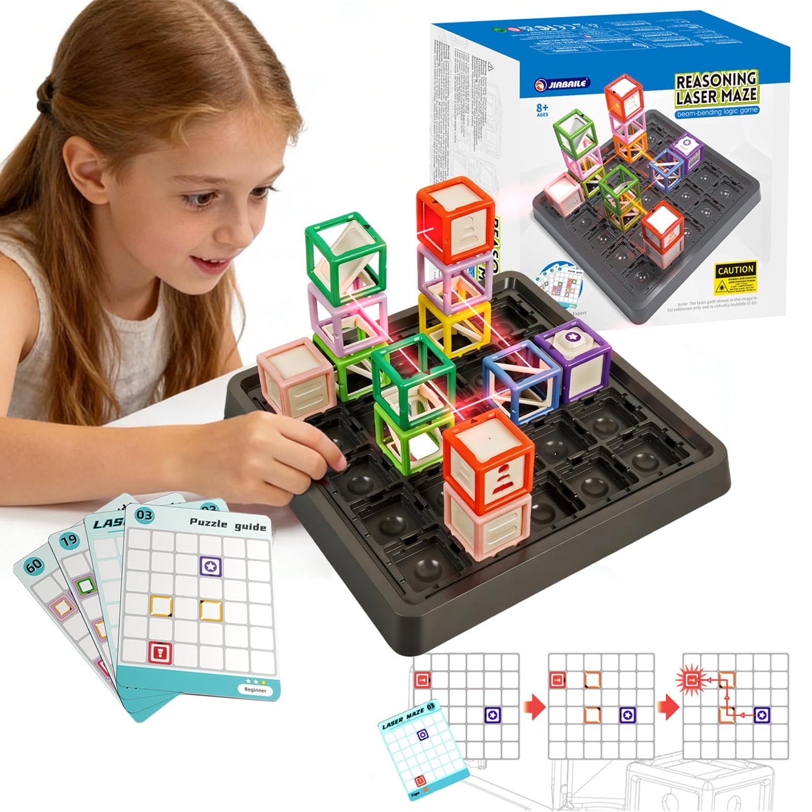 2026 New Laser Maze Reasoning Game, STEM Toys for Ages 8-13 with 60+ Challenges Puzzle Game, Ultimate STEM Logic Toys 37 Pcs Cubes, Learning Educational Toys Thinking Logic Games Ideal Children Gift