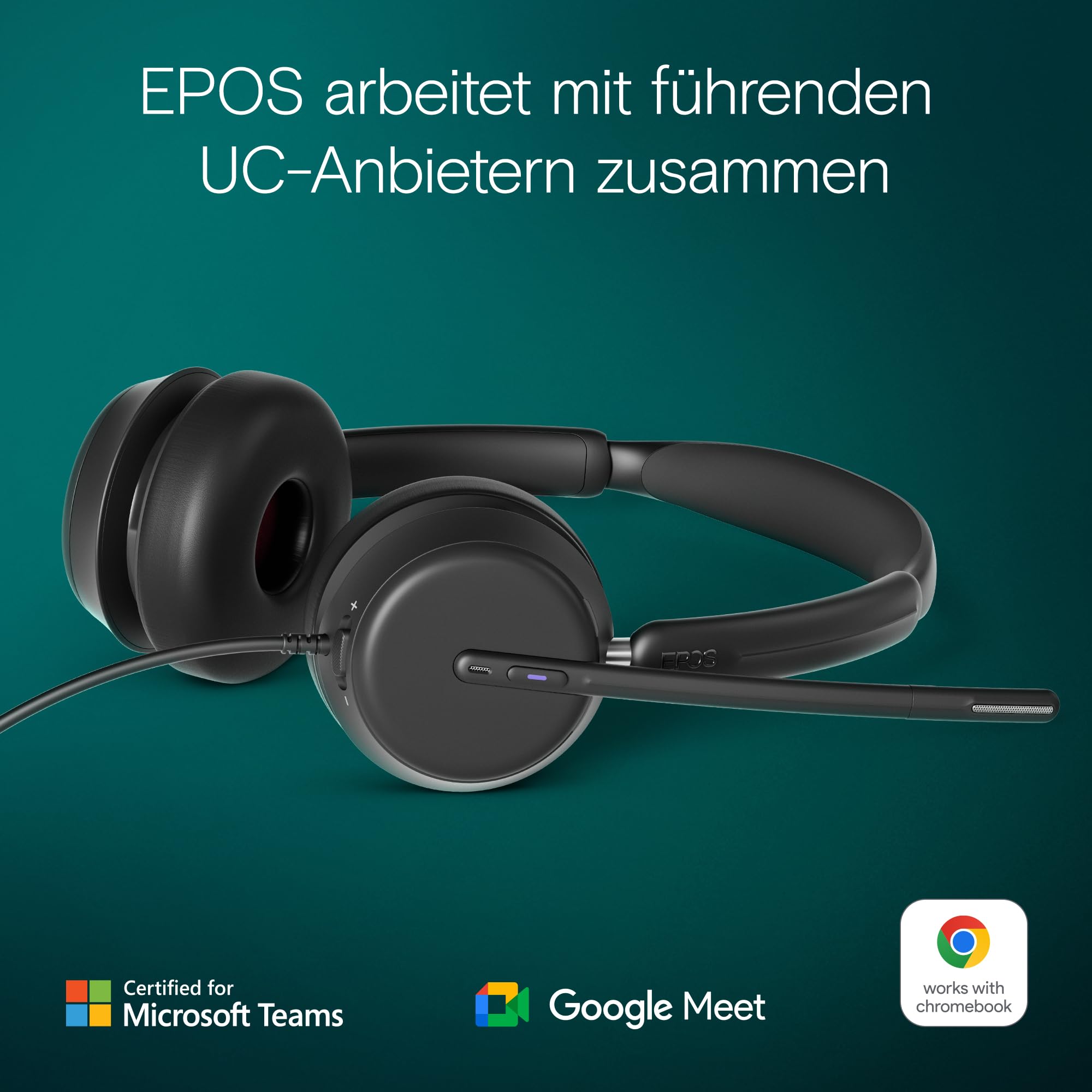 EPOS IMPACT 860T ANC - Doppelseitiges kabelgebundenes Headset mit Active Noise Cancelling, Microsoft Teams zertifiziert, USB-C & USB-A, Super Wideband, ideal für Büroanrufe, Zoom, Home & Hybrid Work