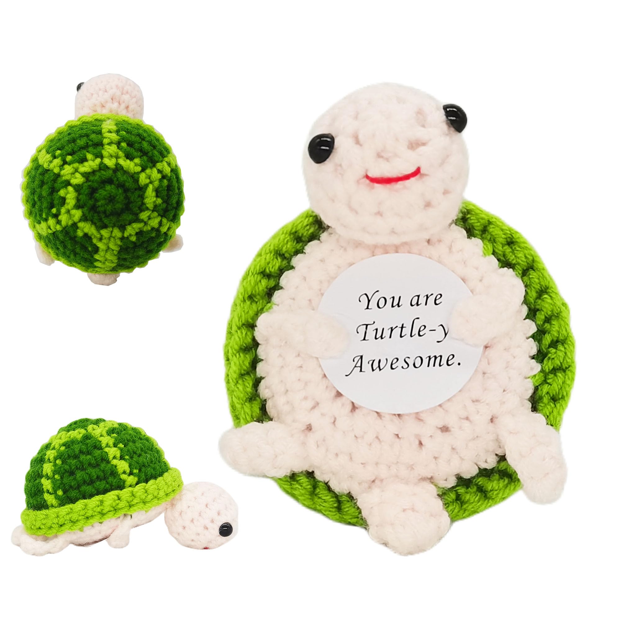 KALAWALK Handmade Crochet Positive Animal Gifts Mini Cute Turtle & Inspirational Litter Animals for Emotionally Support Perfect
