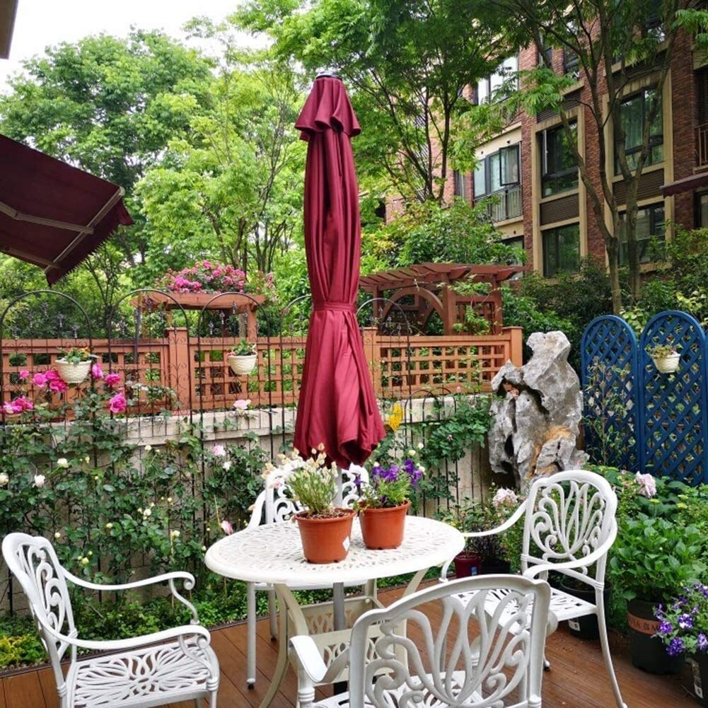 Parasols de jardin d'extérieur Parasol extérieur pour plage/piscine/terrasse/café, parasol de jardin rouge de 2,7 m avec manivelle et inclinaison, 8 baleines en acier robustes good