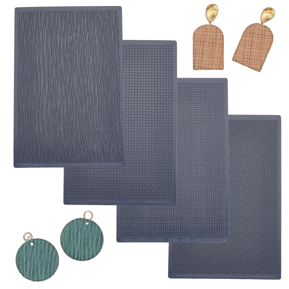 Atelier créatif maison : lot de 4 feuilles de texture en argile polymère pour modelage