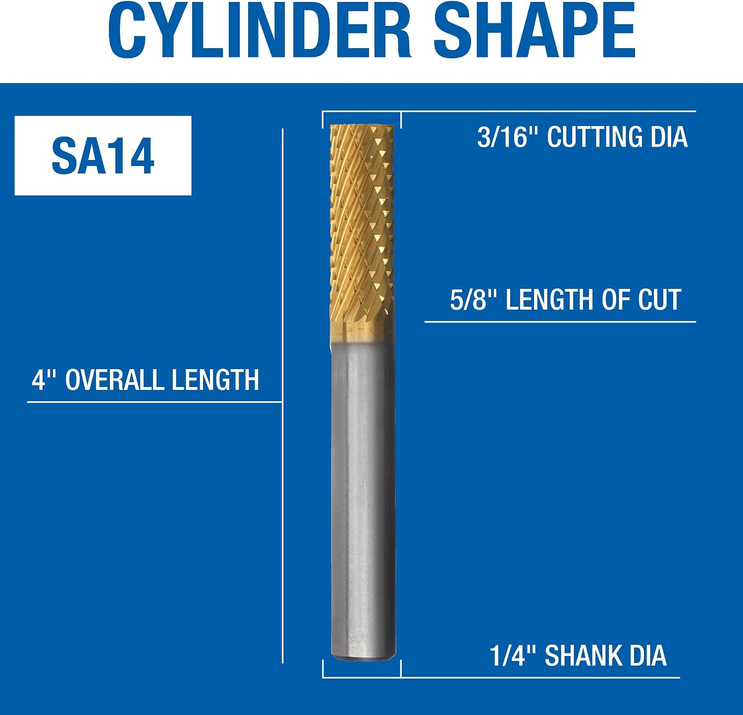 Champion Cutting Tool SA14 Double Cut TiN Coated Carbide Bur