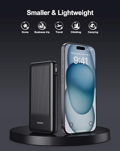 Miniatura 3 de Paquete de 2 baterías de carga rápida de 10000 mAh, cargador portátil compacto USB C de 22.5 W con 2 salidas y 2 entradas, pantalla LED, compatible