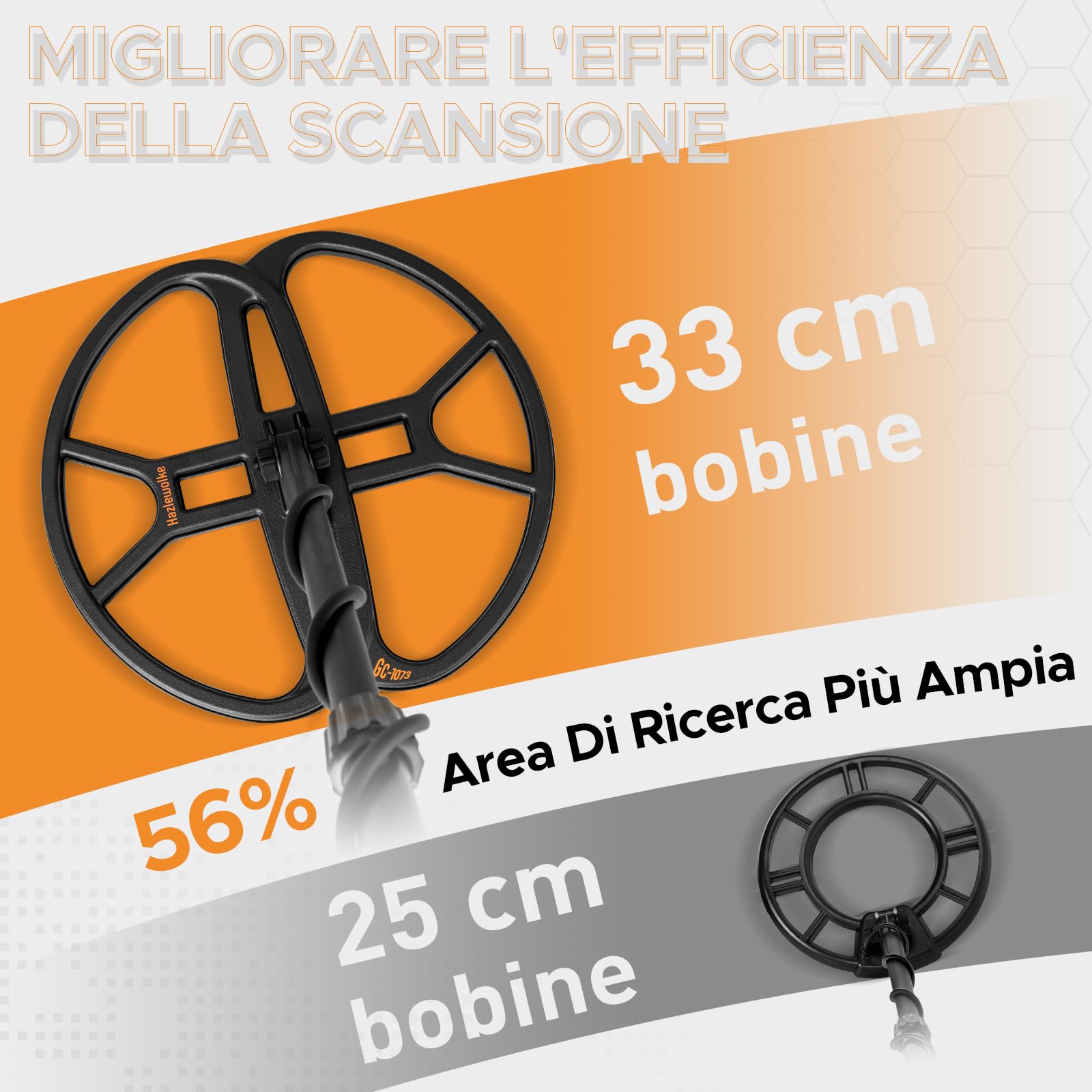 Hazlewolke 33CM Metal Detector professionale con bobina di ricerca impermeabile a doppia D di grandi dimensioni da 33CM, alta sensibilità, rivelatore d'oro con display LCD retroilluminato