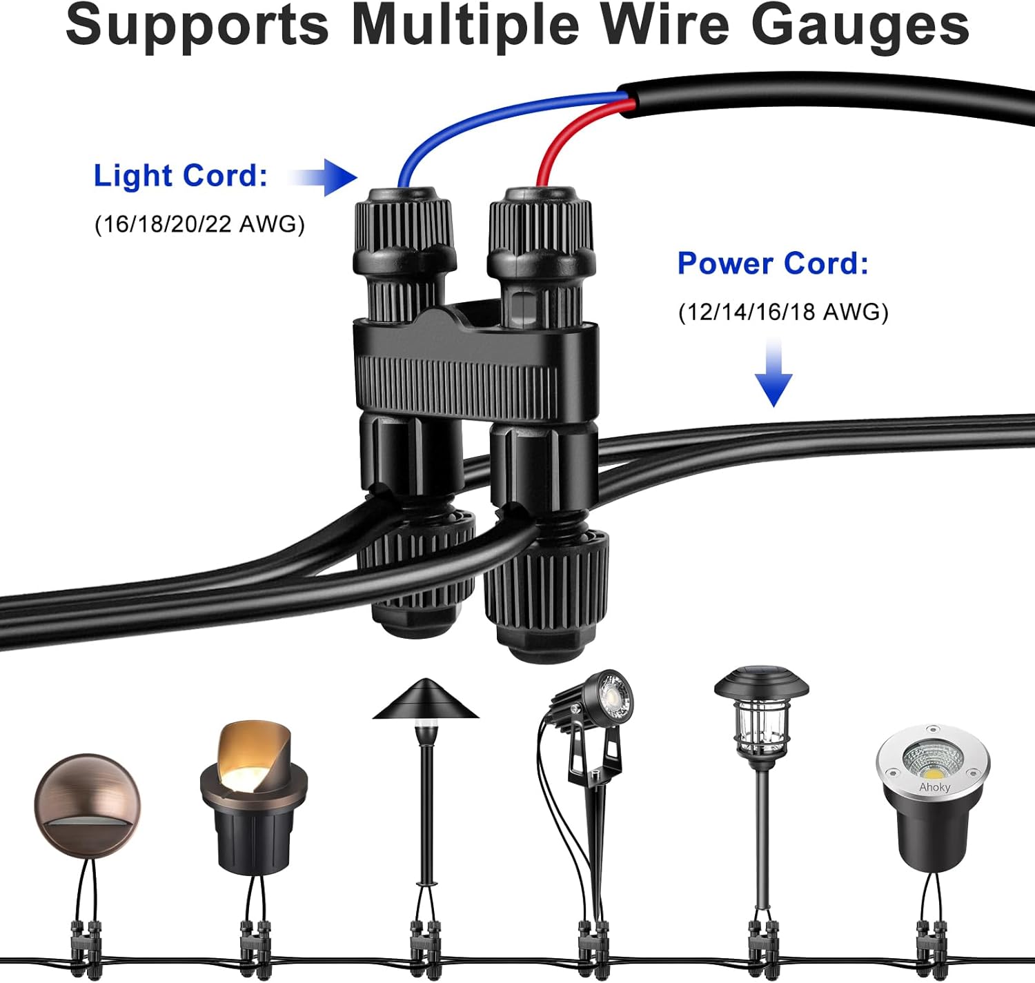 Low Voltage Wire Connectors, 30 Pack Landscape Lighting Connectors, Waterproof Fastlock2 Style Low Voltage Landscape Wire Connectors for 12–18 Gauge Wire, Pathway & Garden Lights