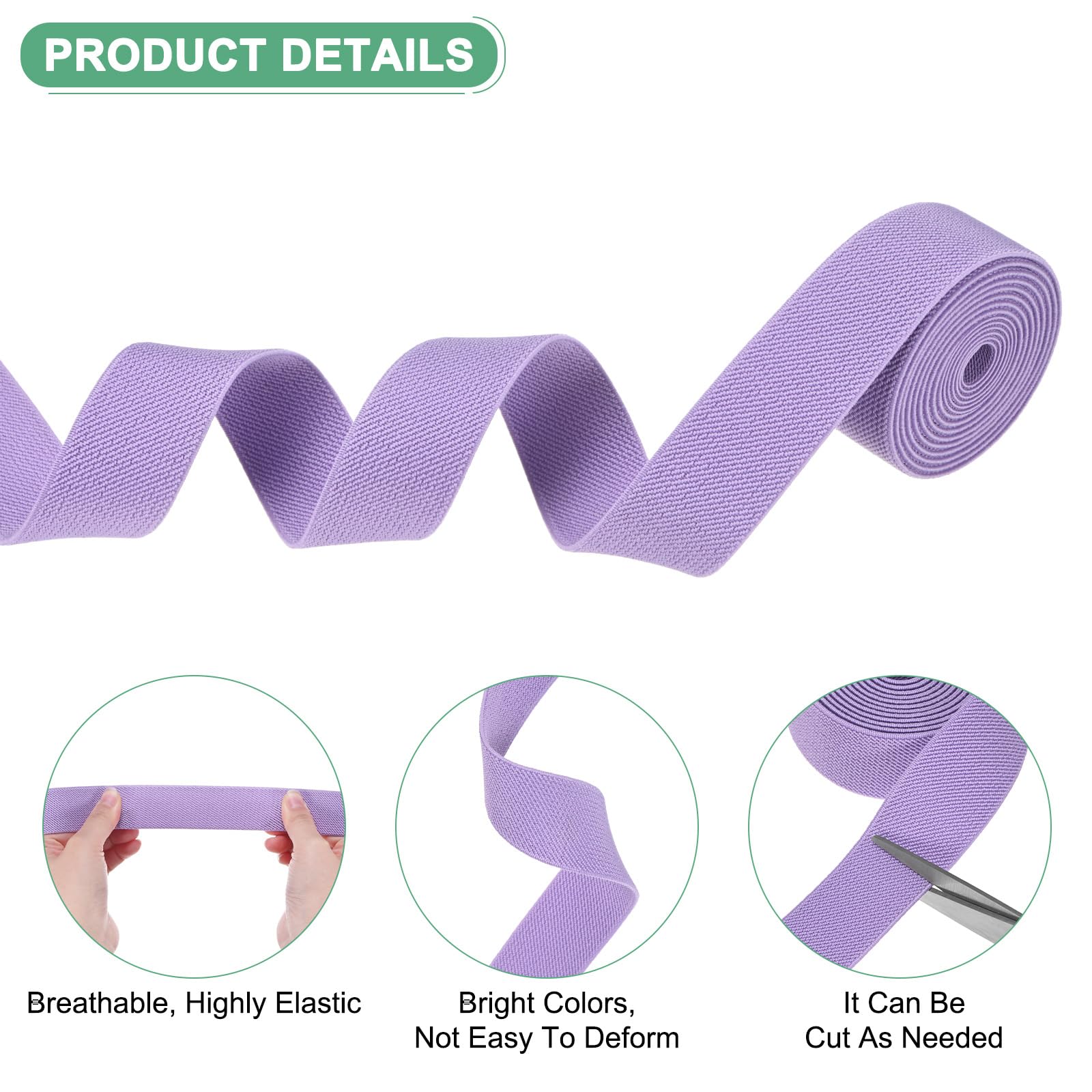 M METERXITY Elastic Bands for Sewing 1.2" 4 Yards Roll of High Elasticity Knit Elastic Spool - Image 2