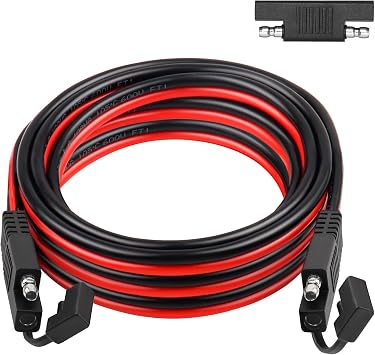 SAE Extension Cable 10AWG 15FT Quick Disconnect Tinned Copper Wire with SAE Connector Wire for Solar Panel, Battery, Tender Motorcycle, Automotive RV, Cars Tractor 10 Gauge
