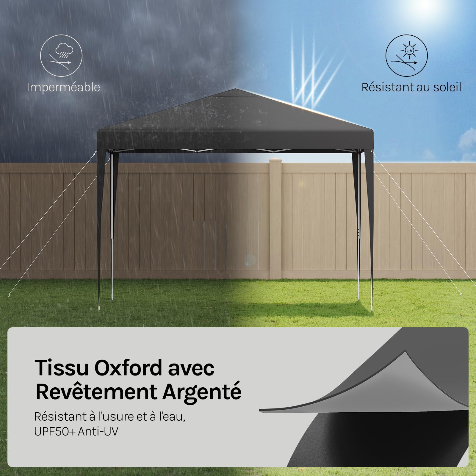 WOLTU Pavillon de Jardin Pliante 3x3m Pop up Gris