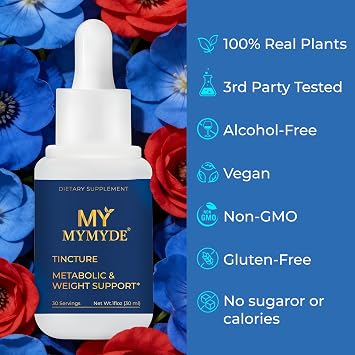 Fat Burn Herbal Supplement Liquid Drops, Metabolism and Weight Management Support, Boost Energy & Workout Performance, 100% Real Plants, 1 Fl Oz, 30 Servings (Blue)