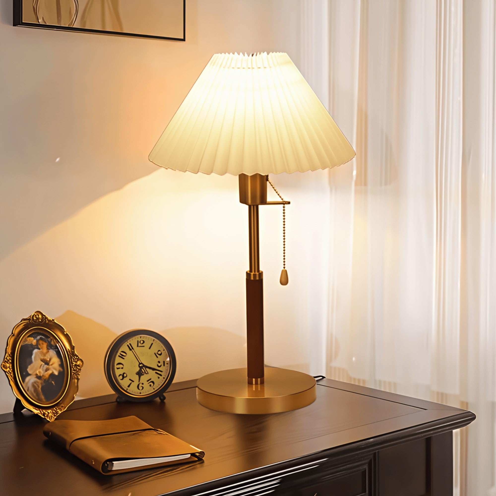 Mesa de Metal Moderna con Pantalla de Papel de arroz, iluminación de cabecera de Escritorio Ajustable y amigable para la Vista para Oficina, mesita de Noche de Dormitorio | Lámpara de Trabajo