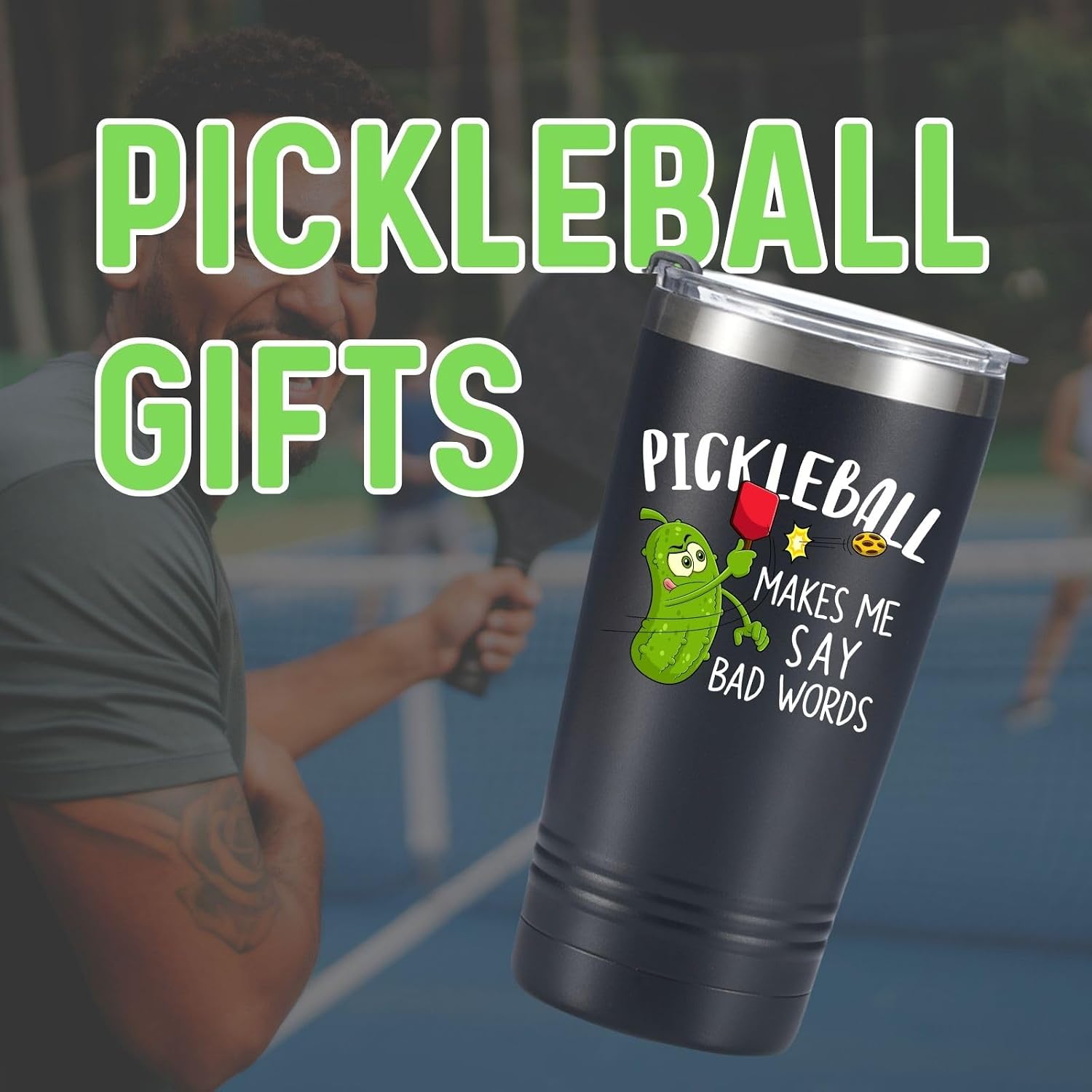Onebttl Funny Pickleball Gifts, Insulated 20oz Stainless Steel Travel Tumbler with Lid