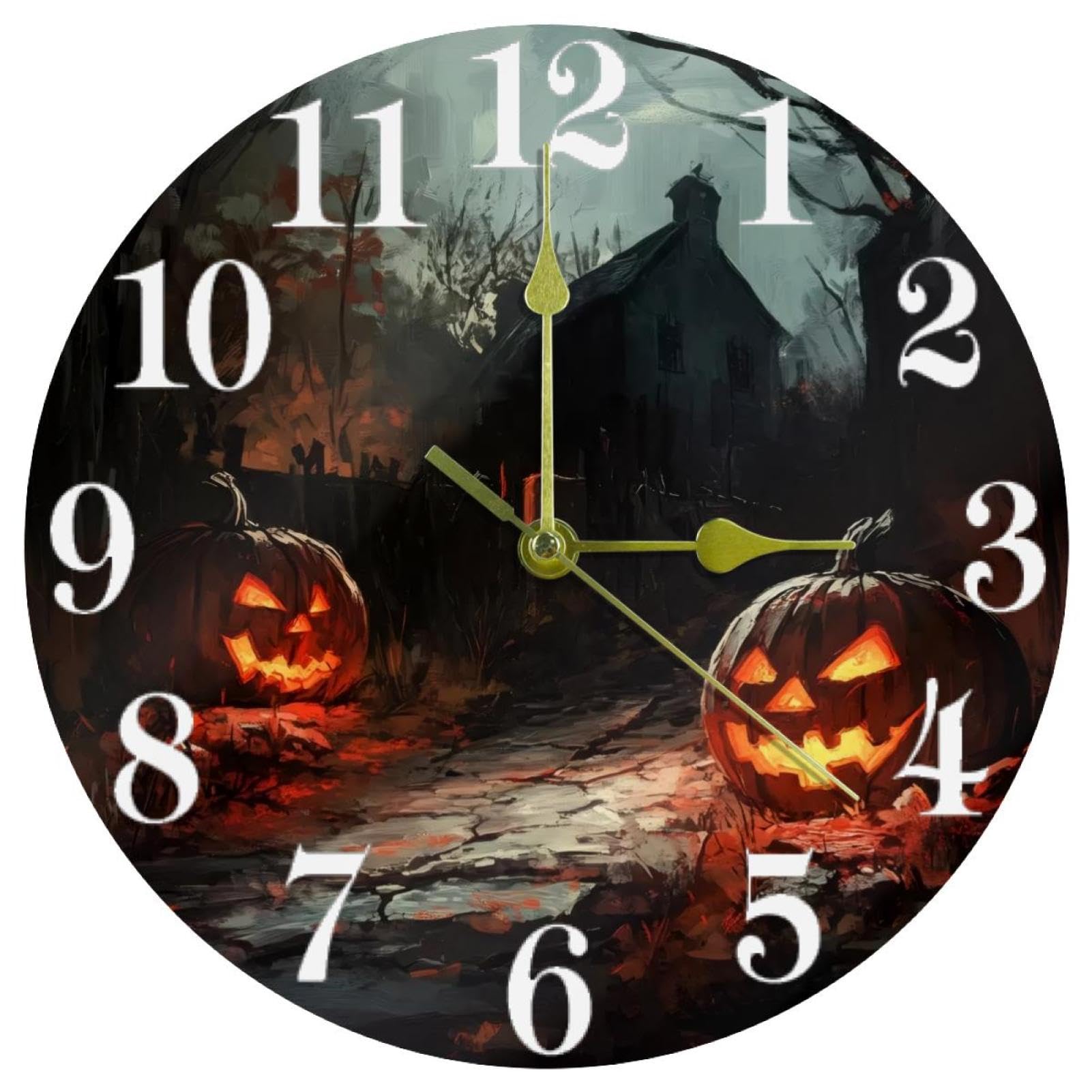 Horloge murale silencieuse Halloween château citrouille pour supprimer le tic-tac du bureau