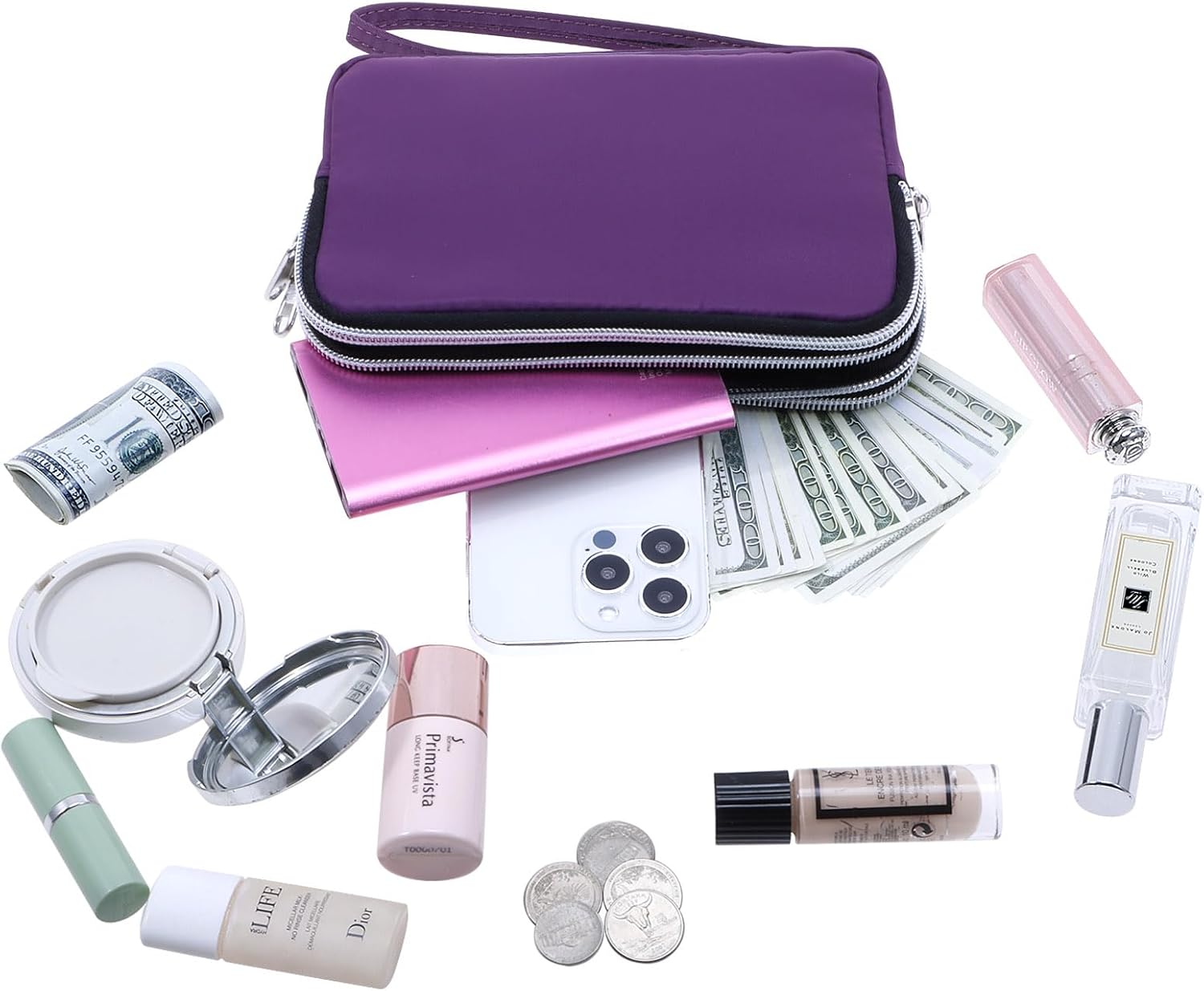 HAWEE Cellphone Wristlet Wallets for Women Large Capacity Clutch Purse 3 Zipper Compartments 6 Card Slots Anti-water Handbag - Image 7