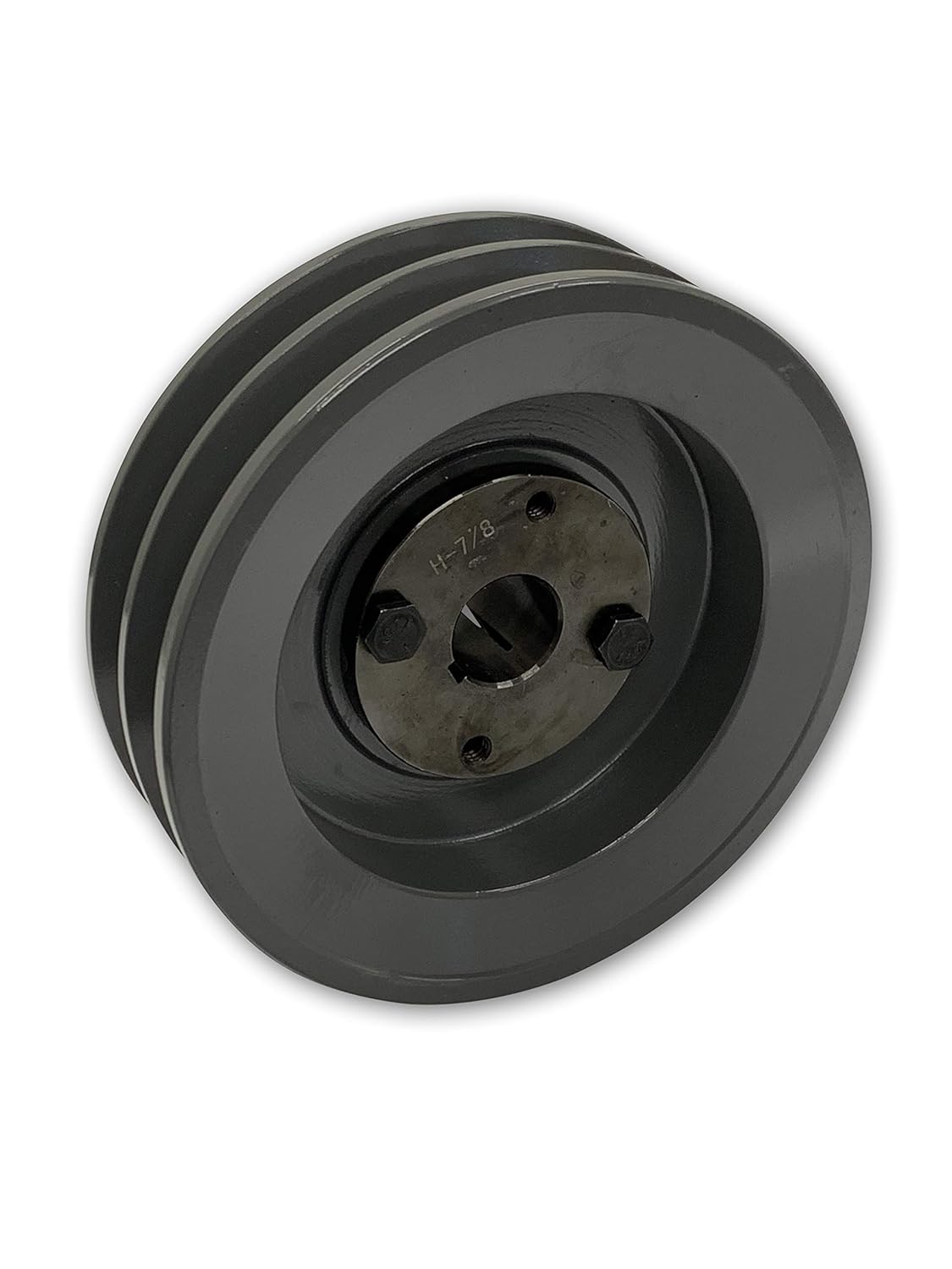 Double Groove 6.45 Cast Iron Electric Motor H Pulley/Sheave, Bushing Included, for 5/8 Top Width B/5L/BK/5LK Section V Belt, 2 Groove Pulley (7/8 Shaft / 0.875 Bore, 2BK67H)