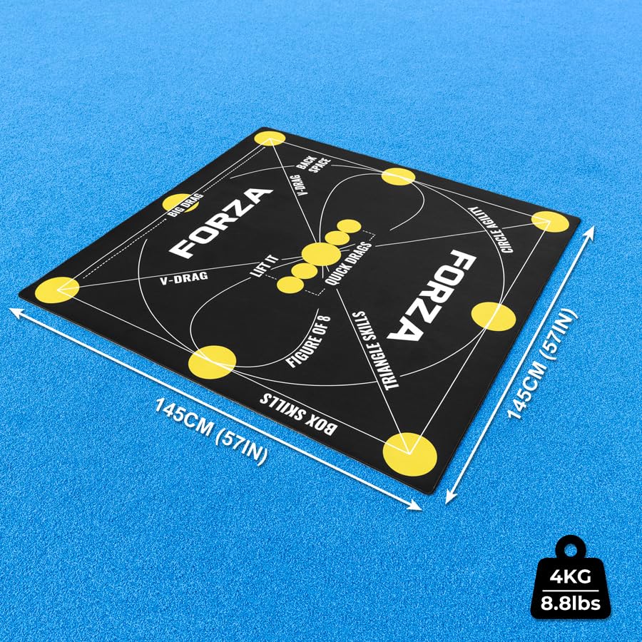 FORZA Elite Team Hockey Control Mat - 145cm x 145cm Tapis d'entraînement avec marquages de forage - Équipement d'entraînement de hockey sur gazon pour contrôle de balle et compétences