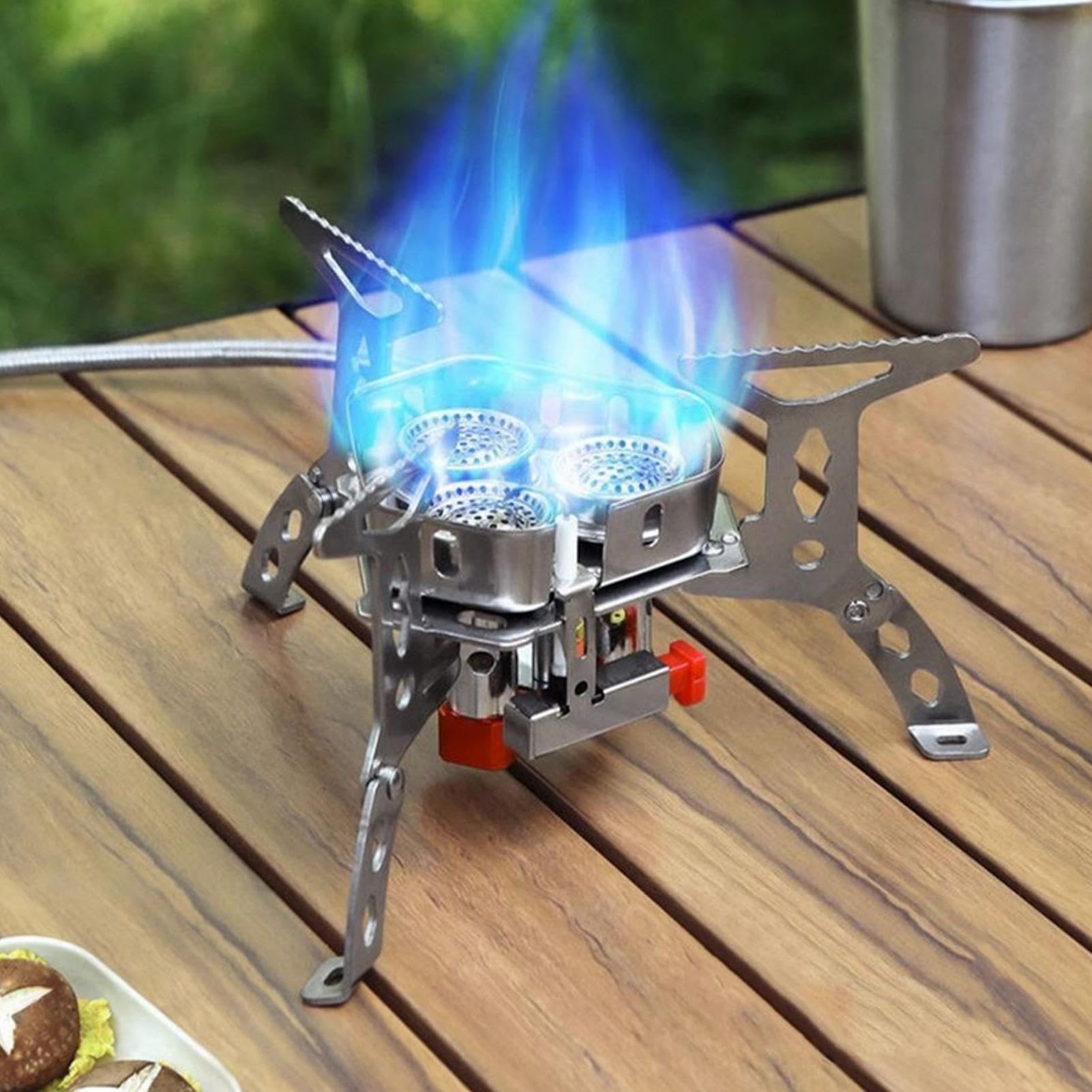 Réchaud de camping avec allumage piézo, chauffage pliable