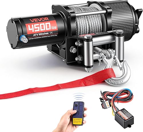 VEVOR Treuil Électrique 12 V CC 2041 kg Treuil pour Quad … - 1