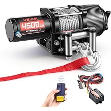 VEVOR 4500 lbs Electric Winch, 12V DC ATV/UTV Winch with 0.24 in x 39.4 ft Steel Wire Rope, Wireless & Wired Remote Control, IP54 Waterproof, Roller Fairlead Mount Plate for Towing ATV UTV Off-Road